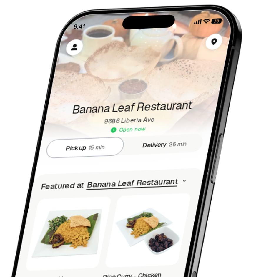 Banana Leaf Restaurant app preview