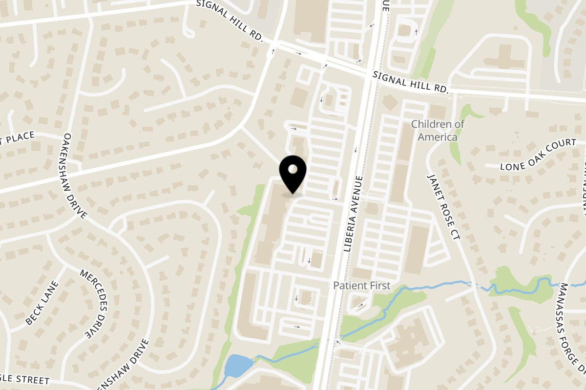 Map showing the location of Banana Leaf Restaurant on 9686 Liberia Ave in Manassas